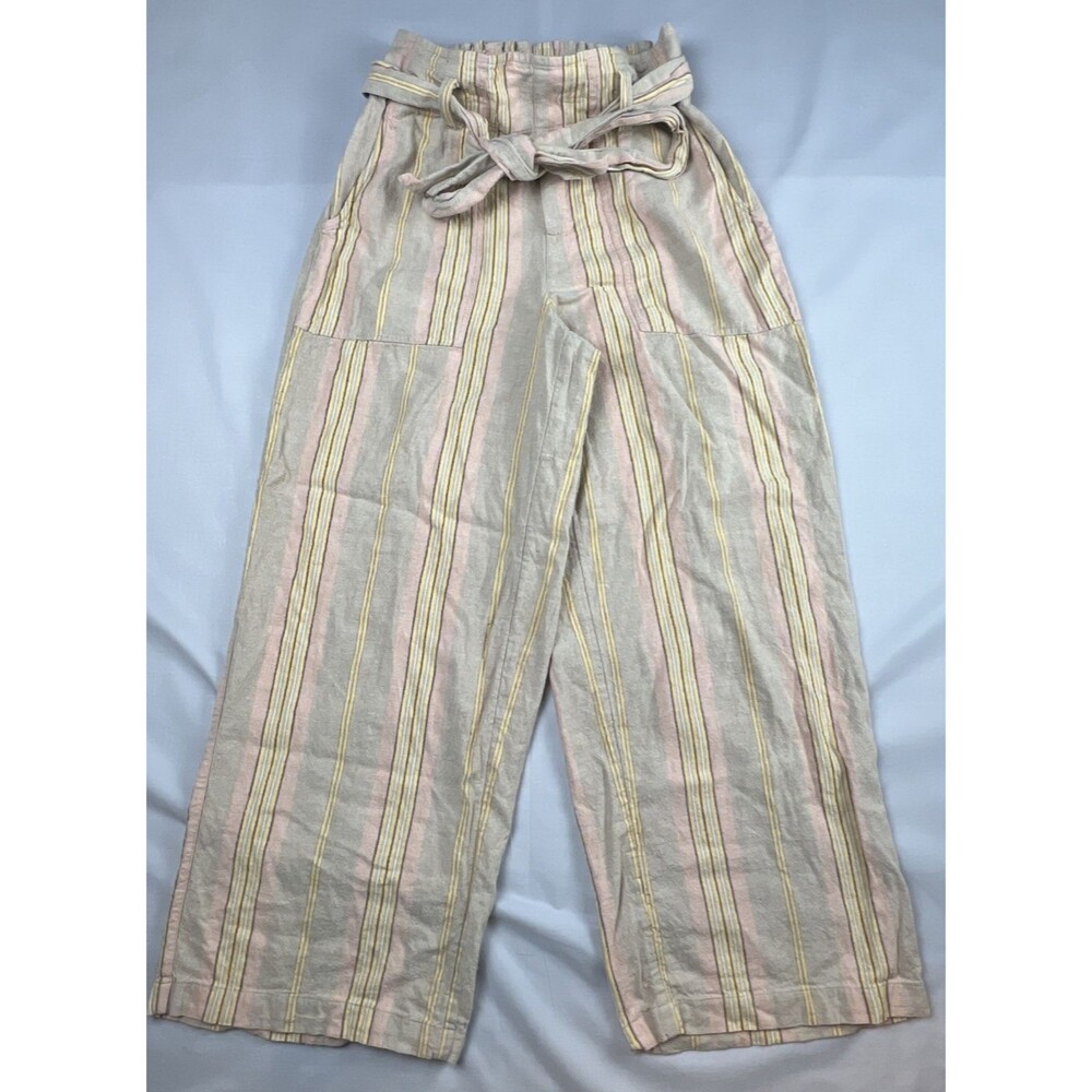 American Eagle Striped Linen Blend Wide Leg Women’s Cruise Beach Pants Size S